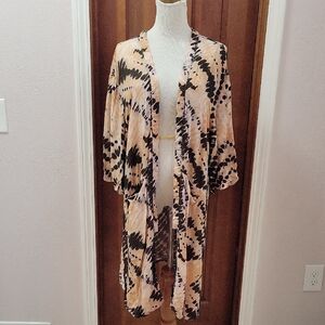 Stylish Tie-Dye Open Front Kimono